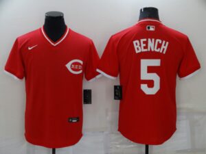 Men's  Cincinnati Reds #5 Johnny Bench Red Cool Base Stitched Jersey