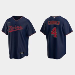 Men's Minnesota Twins #4 Carlos Correa Cool Base Alternate Jersey - Navy