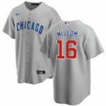Men's Chicago Cubs #16 Patrick Wisdom  Road Jersey