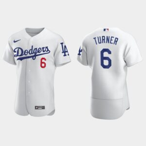 Men's Los Angeles Dodgers #6 Trea Turner Home Flex Base Jersey - White