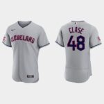 Men's Cleveland Guardians #48 Emmanuel Clase Flex Base Jersey - Gray