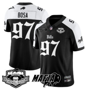 Joey Bosa #97 Buffalo Bills BUF Mafia Gothic Vapor Limited Jersey - Farewell Highmark Patch - All Stitched
