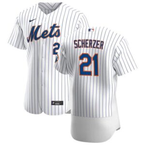 Men's New York Mets #21 Max Scherzer  White Alternate Team Jersey