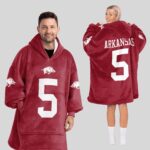 Adult #5 Arkansas Football Unisex Blanket Hoodie