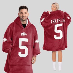 Adult #5 Arkansas Football Unisex Blanket Hoodie