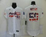Men's Los Angeles Dodgers #50 Mookie Betts White USA Flag Stitched Flex Base  Jersey