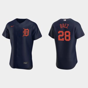 Men's Detroit Tigers #28 Javier Baez Navy Jersey