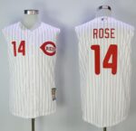 Mitchell And Ness 2000 Cincinnati Reds #14 Pete Rose White Strip Throwback Stitched Jersey