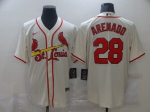 Men's St. Louis Cardinals #28 Nolan Arenado Cream Stitched Cool Base  Jersey