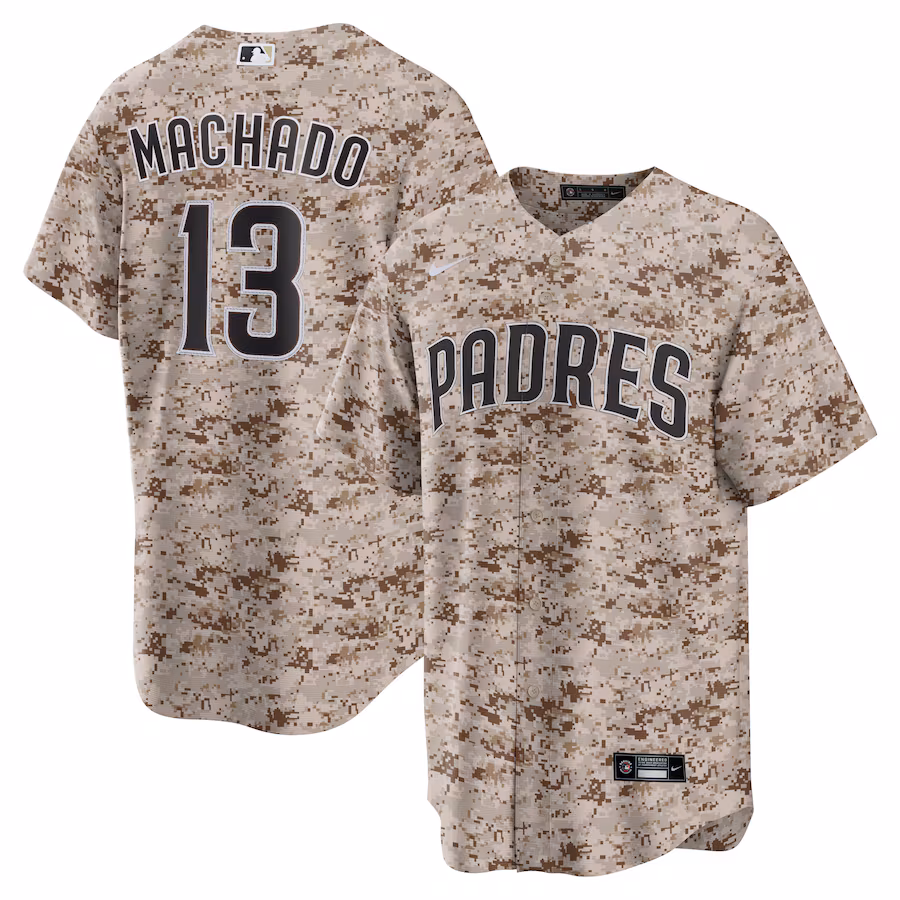 Men's San Diego Padres #13 Manny Machado Camo USMC Alternate Replica Player Jersey