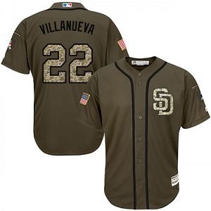Men's San Diego Padres #22 Christian Villanueva Majestic Green Salute to Service Jersey