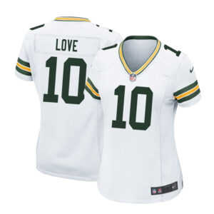 Green Bay Packers #10 Jordan Love Womens Away Game Jersey-White