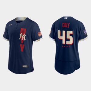Men's New York Yankees #45 Gerrit Cole Navy 2021 All-Star Game Jersey