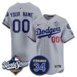 Custom Los Angeles Dodgers 2025 World Series Home Limited Player Jersey - Gray