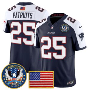 Patriots #25 New England Patriots United States 250th Anniversary Patch Vapor Limited Jersey - All Stitched
