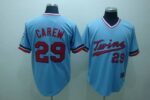 Men's Mitchell and Ness Minnesota Twins #29 Rod Carew Stitched Light Blue Throwback Jersey
