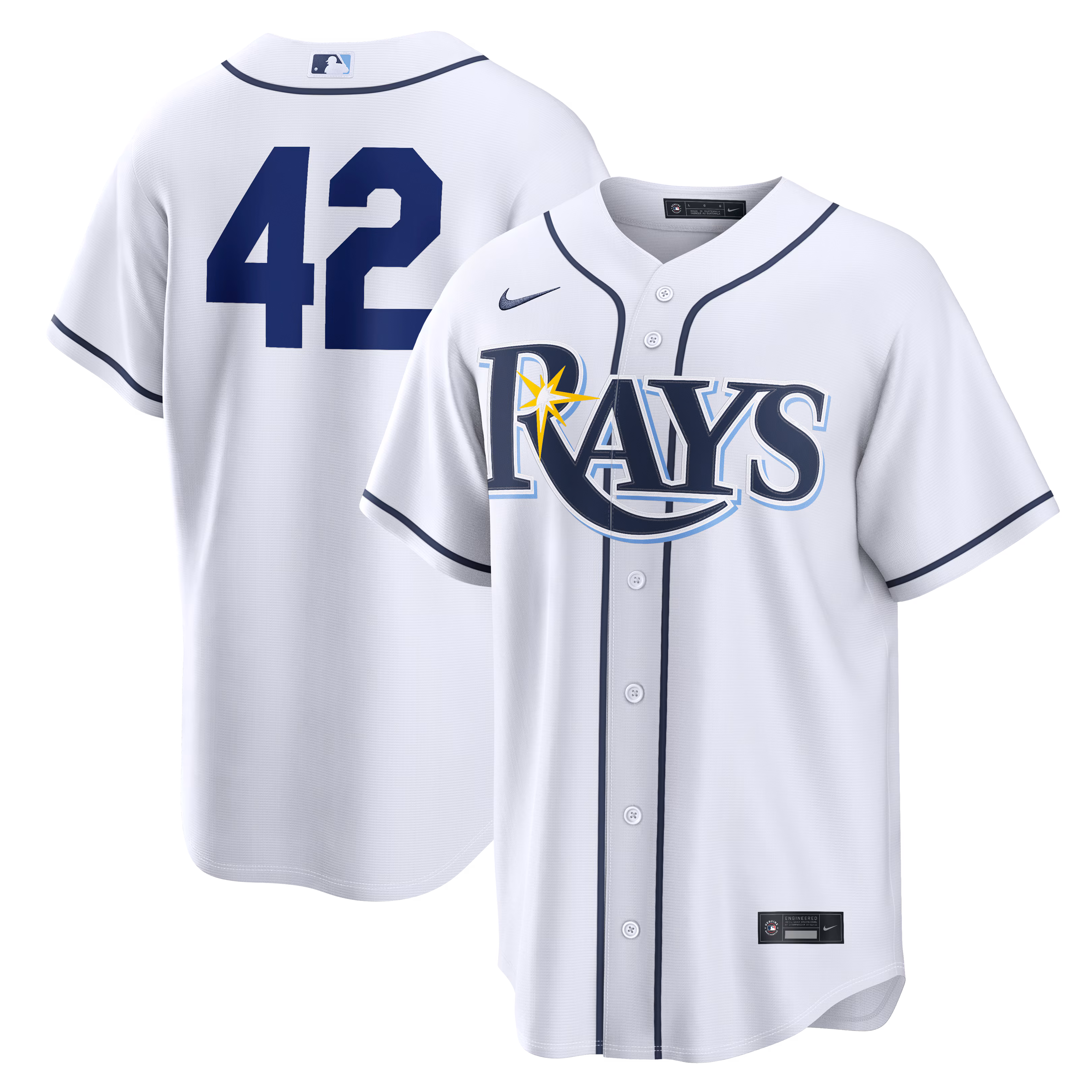 Men's Tampa Bay Rays White Home 2026 Jackie Robinson Day Replica Jersey