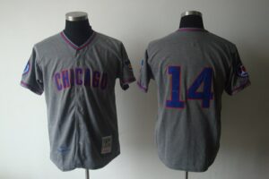 Mitchell And Ness 1968 Chicago Cubs #14 Ernie Banks Grey Stitched Throwback Jersey