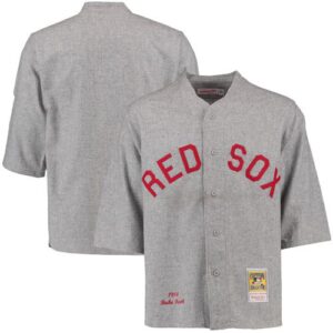 Mitchell And Ness 1914 Boston Red Sox #3 Babe Ruth Grey Throwback Stitched Jersey