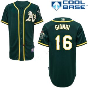 Men's Oakland Athletics #16 Jason Giambi Green Cool Base Jersey