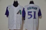 Men's  Arizona Diamondbacks #51 Randy Johnson White Cooperstown Collection Throwback Stitched Jersey
