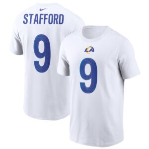 Men's Matthew Stafford White Los Angeles Rams Name & Number T-Shirt
