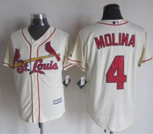 St. Louis Cardinals #4 Yadier Molina Cream New Cool Base Stitched Jersey
