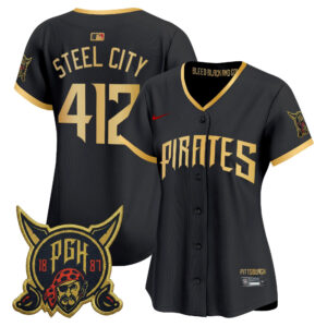 Women's Steel City #412 Pittsburgh Pirates 2026 City Connect Vapor Premier Limited Jersey - Black