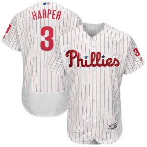 Men's Philadelphia Phillies #3 Bryce Harper Majestic Home Flexbase Collection Player White Jersey