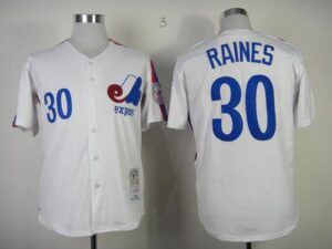 Mitchell And Ness Montreal Expos #30 Tim Raines White Throwback Stitched Jersey