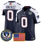 Christian Gonzalez #0 New England Patriots United States 250th Anniversary Patch Vapor Limited Jersey - All Stitched