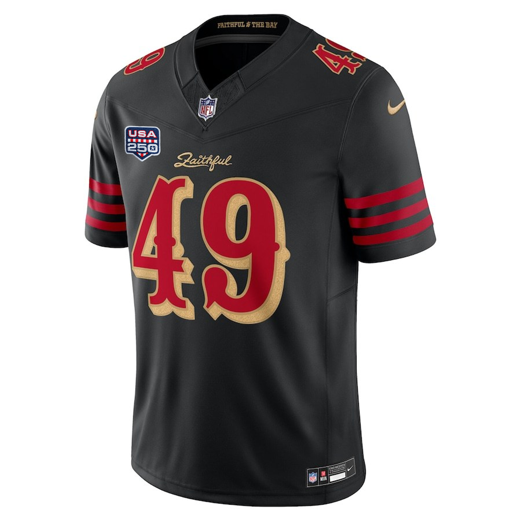 The Faithful #49 San Francisco 49ers 250th Patch 2025 Rivalries Collection Limited Jersey - Black - Image 2