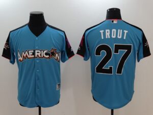 2017 All-Star American League #27 Mike Trout Majestic Men's Blue Game Jersey