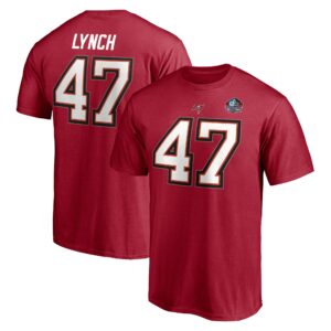 Men's John Lynch Red Tampa Bay Buccaneers Hall of Fame Class of 2021 Name & Number T-Shirt