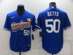 Men's  Los Angeles Dodgers #50 Mookie Betts Blue Stitched Cool Base Jersey