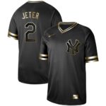 Men's  New York Yankees #2 Derek Jeter Black Gold Jersey