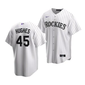 Men's Colorado Rockies #45 Gabriel Hughes 2022 Draft Jersey White Home