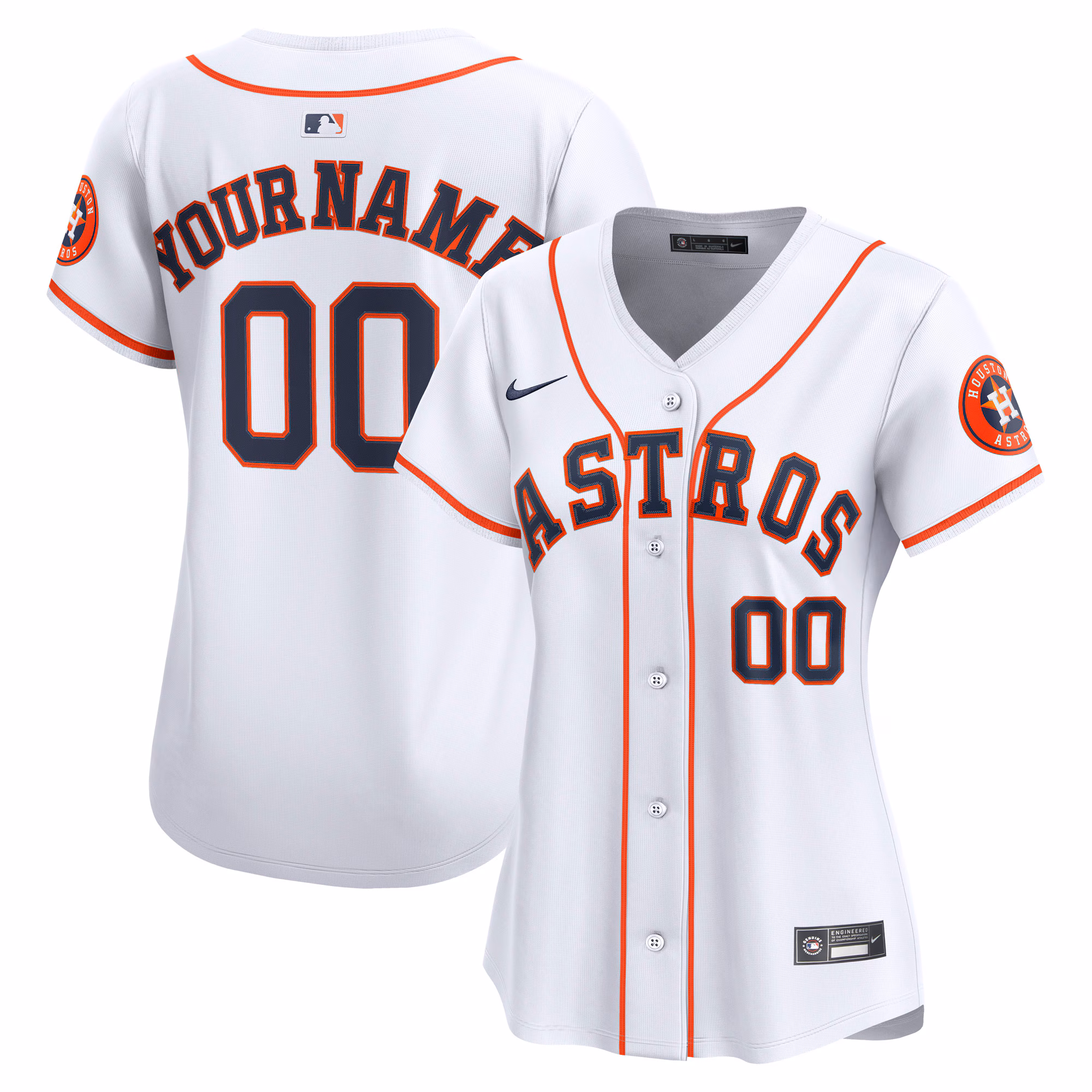 Women's Houston Astros White Home Limited Custom #00 Jersey