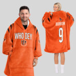 Adult Who Dey 9 Cincinnati Football Unisex Blanket Hoodie