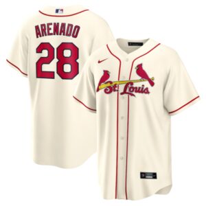 Men's St. Louis Cardinals #28 Nolan Arenado Cream Alternate Official Replica Player Jersey