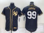 Men's New York Yankees #99 Aaron Judge Black Golden Stitched Flex Base  Jersey