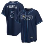 Men's Tampa Bay Rays #5 Wander Franco  Navy Cool Base Player Jersey