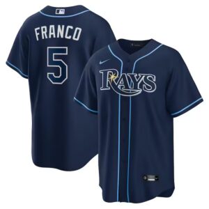 Men's Tampa Bay Rays #5 Wander Franco  Navy Cool Base Player Jersey