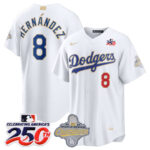 Enrique Hernández #8 Los Angeles Dodgers 250th Patch White 2026 Gold Collection Stadium Jersey - White
