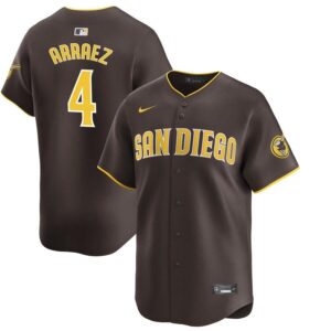 Men's San Diego Padres #4 Luis Arraez  Red Away Limited Player Jersey