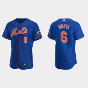 Men's New York Mets #6 Starling Marte Royal Alternate Flex Base Jersey