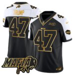 Donald Trump #47 Buffalo Bills BUF 2024 Bills Mafia Patch Gold Vapor Limited Jersey - All Stitched