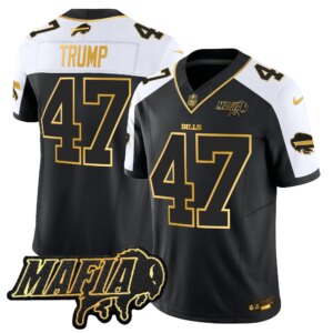 Donald Trump #47 Buffalo Bills BUF 2024 Bills Mafia Patch Gold Vapor Limited Jersey - All Stitched
