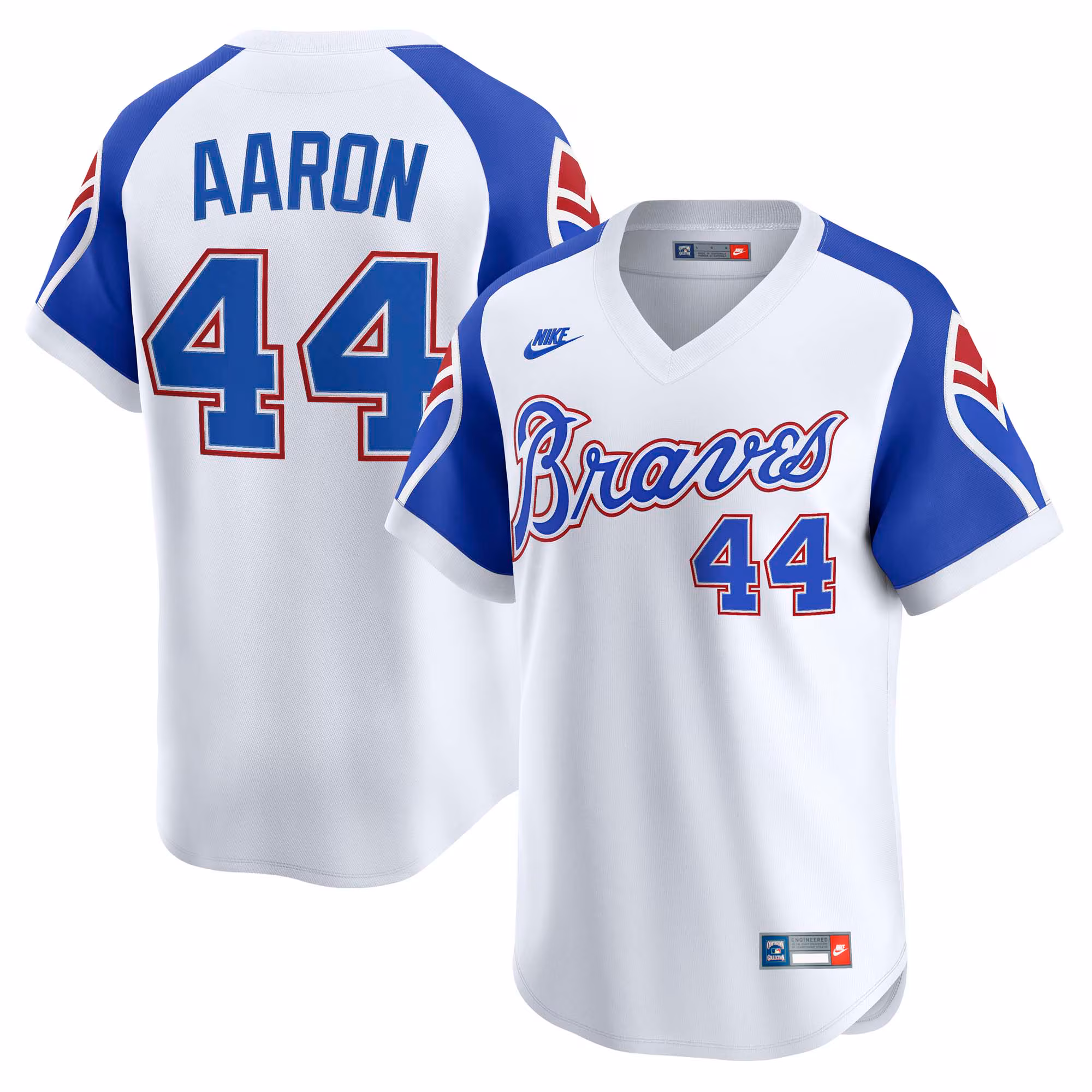 Atlanta Braves Hank Aaron #44 White Throwback Cooperstown Collection Limited Jersey