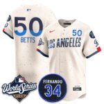 Mookie Betts #50 Los Angeles Dodgers 2025 World Series Home Limited Player Jersey - Cream